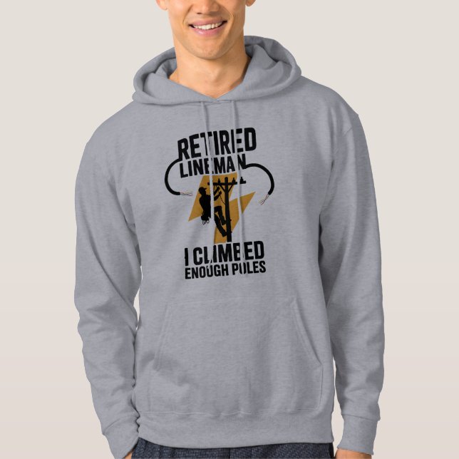 Electrical Lineman Black and Gold Lightning Graphi Hoodie (Framsida)