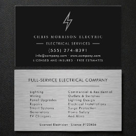Electrical Services Electrician Silver Metallic Visitkort