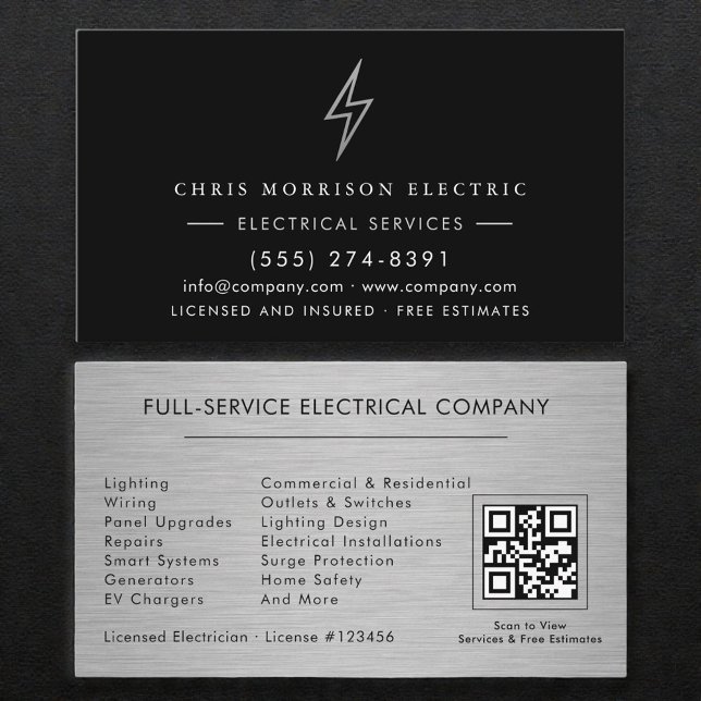 Electrical Services QR Code Professional Visitkort (Skapare uppladdad)