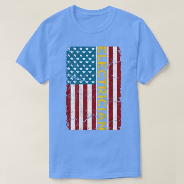 Electrician American Flag Cable Electrician Engine T Shirt (Design framsida)