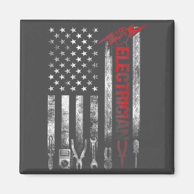Electrician American Flag Funny Electricians Tools Magnet (Framsidan)