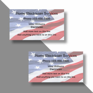 Electrician American Flagga Two Side Affärskorts Visitkort