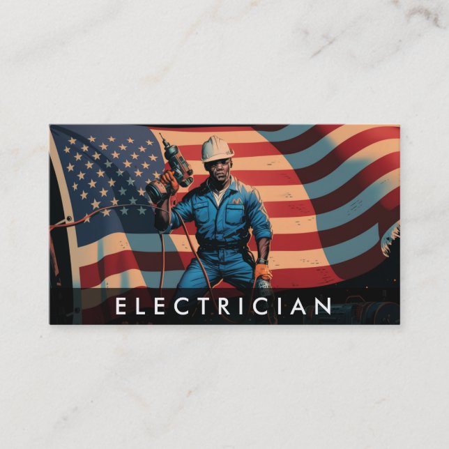 *~* Electrician AP75 Photo QR Patriotic Flagga Visitkort (Framsida)