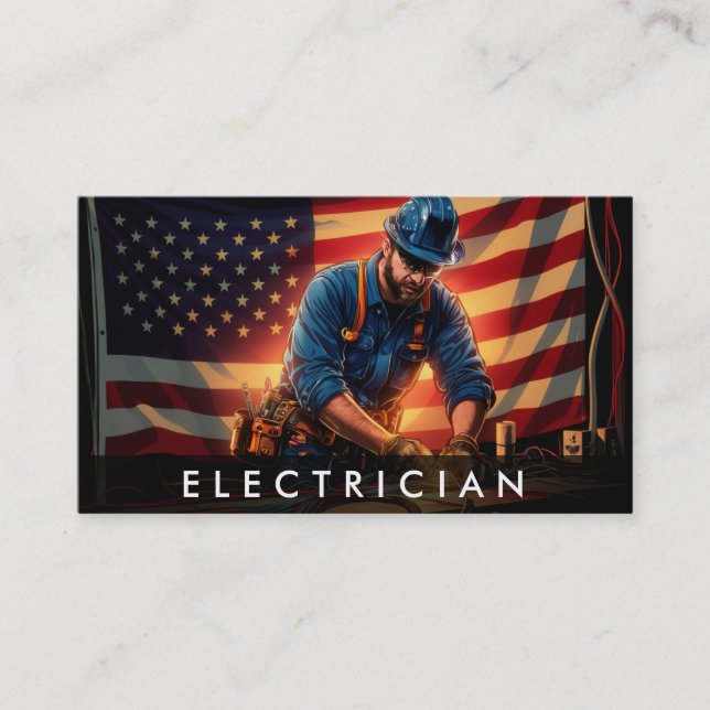 *~* Electrician AP75 Photo QR Patriotic Visitkort (Framsida)