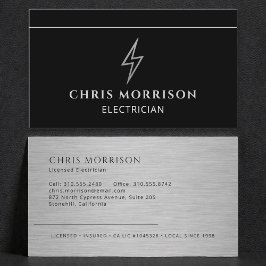 Electrician Black Silver Metallic Contractor Visitkort