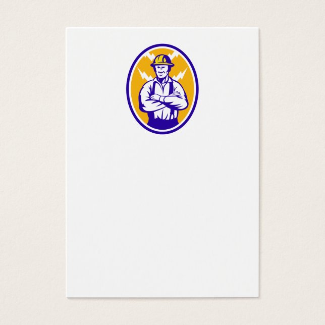 Electrician Construction Worker Blixt Bolt Visitkort (Framsidan)