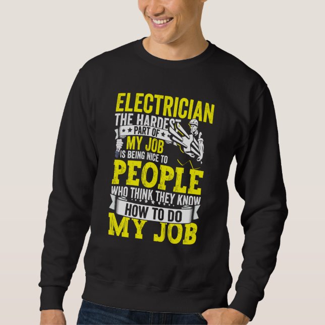 Electrician Dad Apparel Electric Lineman for Men Lång Ärmad Tröja (Framsida)