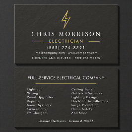 Electrician Electric Black Gold Slate Stone Visitkort