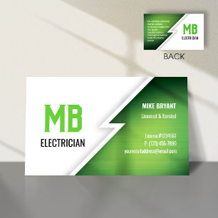 Electrician/Electric Company Affärskort - GRÖNT Visitkort