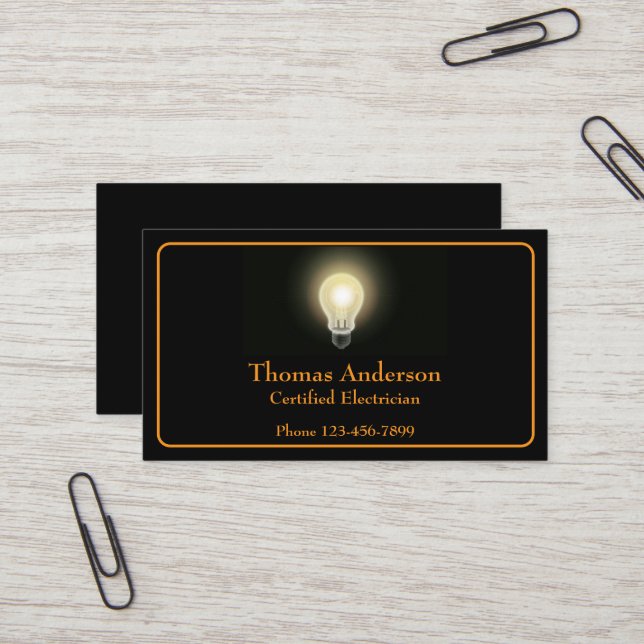 Electrician Electric Company Business Card Visitkort (Fram/Back In Situ)