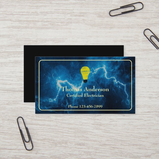 Electrician Electric Company Business Card Visitkort (Fram/Back In Situ)