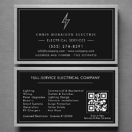 Electrician Electrical Company Silver Black Visitkort