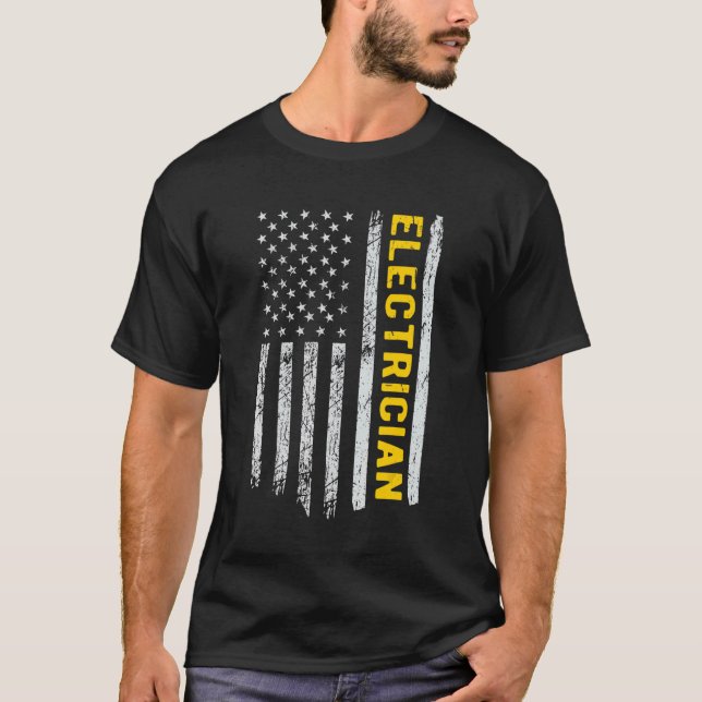 Electrician Electrician Us Flagga T Shirt (Framsida)