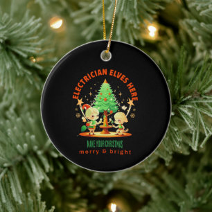 ELECTRICIAN ELVES HÄR JULGRANSPRYDNAD KERAMIK