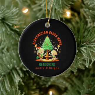 ELECTRICIAN ELVES HÄR JULGRANSPRYDNAD KERAMIK