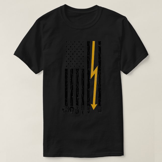 Electrician Flagga Funny Electric Graphic T Shirt (Design framsida)