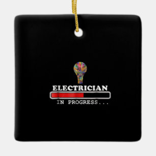 Electrician Gift , Electric, Loading Funny Bulb Julgransprydnad Keramik