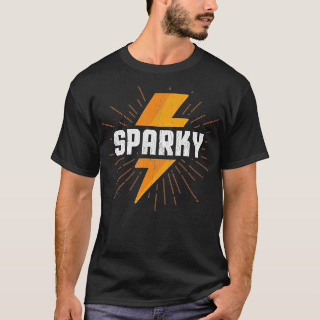 Electrician Gift Funny Sparky Nickname Lightning B T Shirt (Framsida)