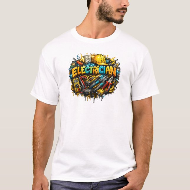Electrician Graffiti Tools Street Art T-Shirt (Framsida)