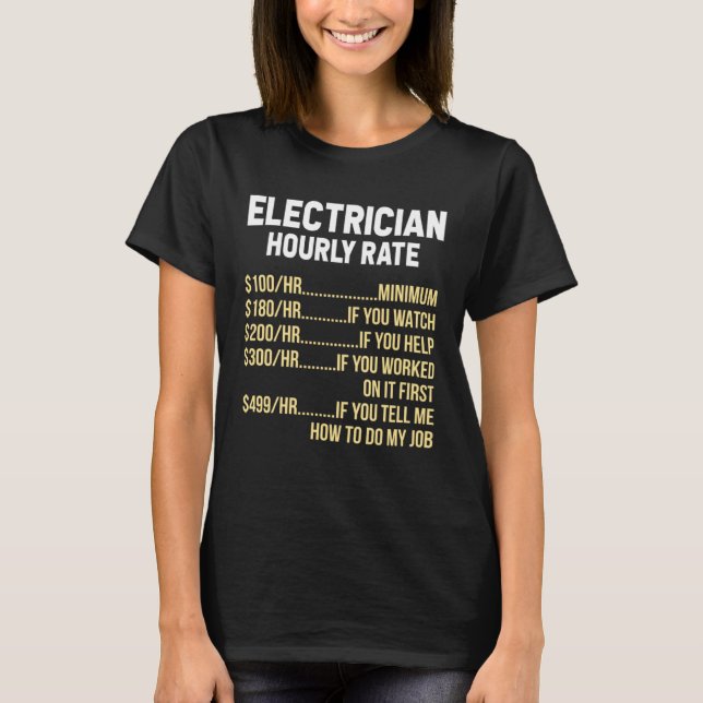 Electrician Hourly Rate Electrical Engineer Linema T Shirt (Framsida)