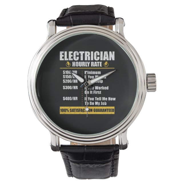 Electrician Hourly Rate Funny Lineman Dad Retro Armbandsur (Framsida)
