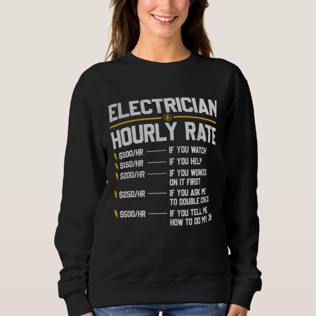 Electrician Hourly Rate Humor T Shirt (Framsida)