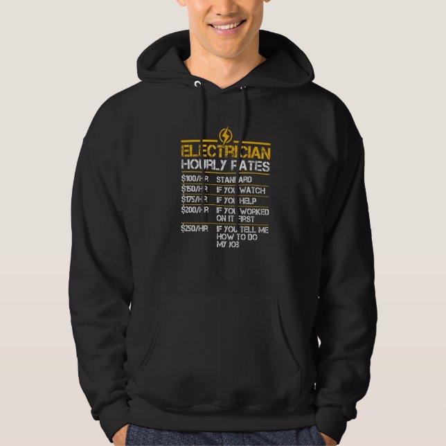 Electrician Hourly Rates Lineman Men Electrician D Hoodie (Framsida)