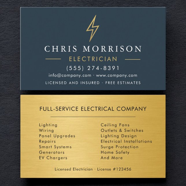 Electrician Industrial Gold Handyman Contractor Visitkort (Skapare uppladdad)
