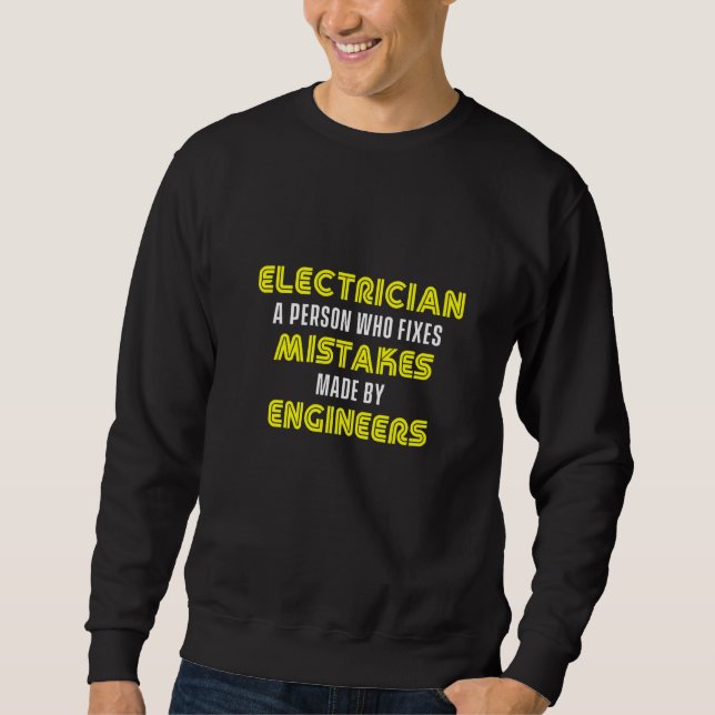 Electrician Ingenjör Lineman Electric Crateur Hi Lång Ärmad Tröja (Framsida)