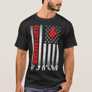 Electrician Ingenjör USA American Flagga Fars dag T Shirt
