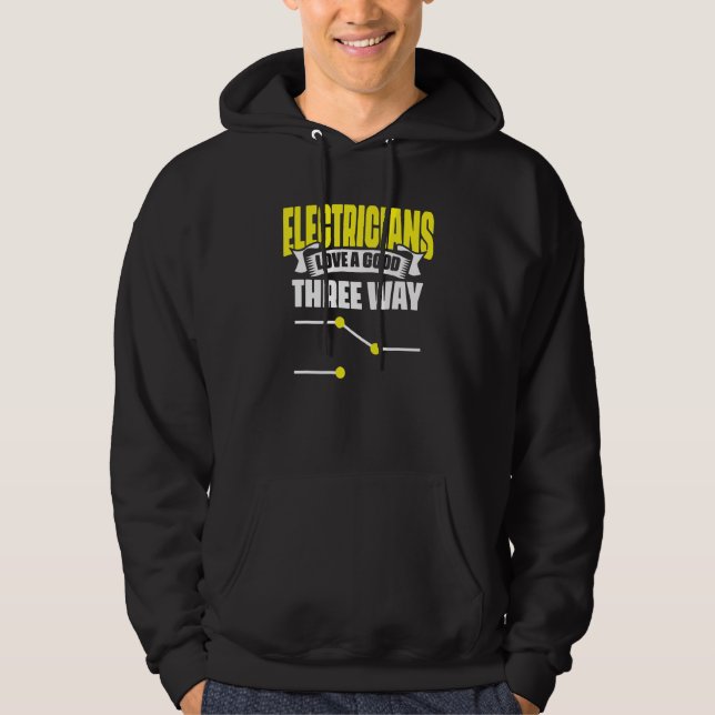 Electrician Kärlek Bra Three Way Sparky Wires Hoodie (Framsida)