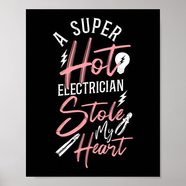 Electrician Lineman A Toppen Hett Electrician Stol Poster (Framsidan)