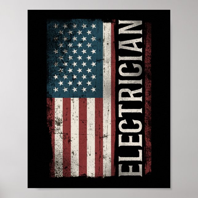 Electrician Lineman Electrician (American Flagga) Poster (Framsidan)