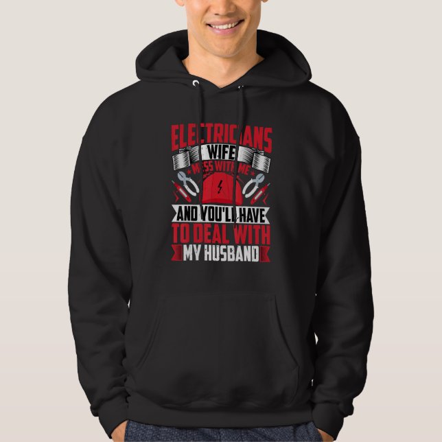 Electrician Makfe Electriker Lineman's Wif Hoodie (Framsida)