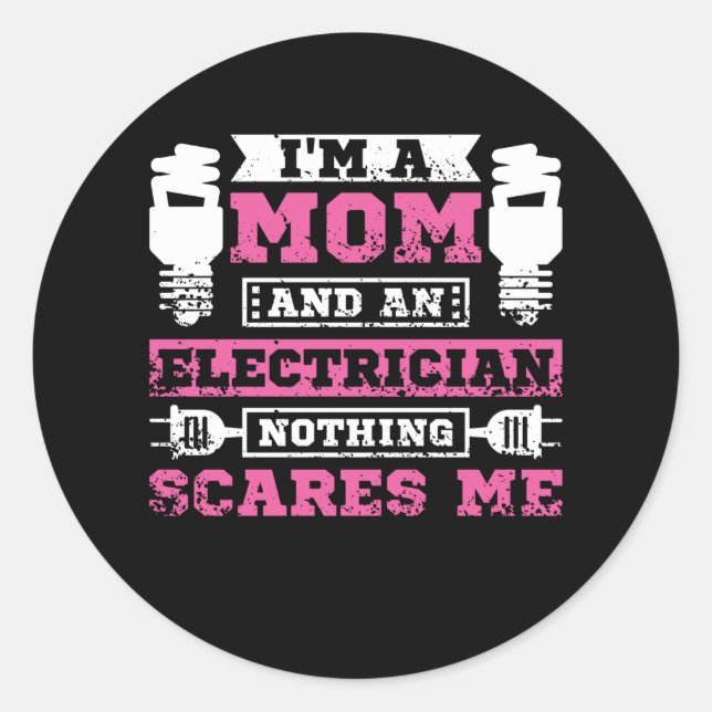 Electrician Mamma Runt Klistermärke (Framsida)