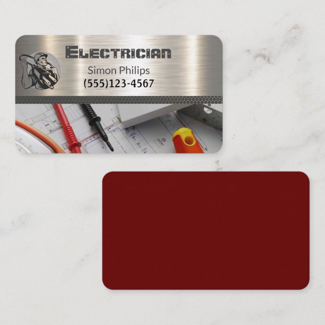 Electrician Metall Handyman Affärskort Visitkort (Fram/baksida)