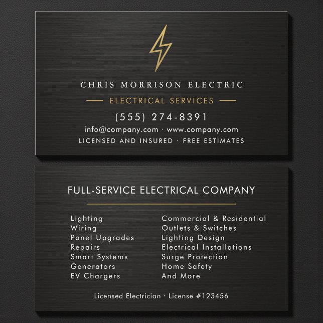 Electrician Metallic Professional Electric Company Visitkort (Skapare uppladdad)
