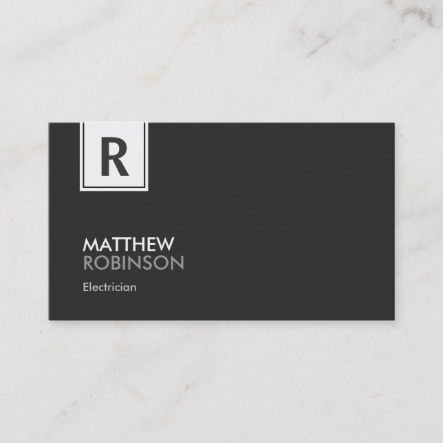 Electrician - Modern Classy Monogram Visitkort (Framsida)