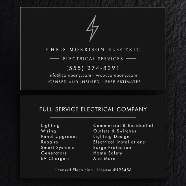 Electrician – Modern Electric Company Visitkort (Skapare uppladdad)
