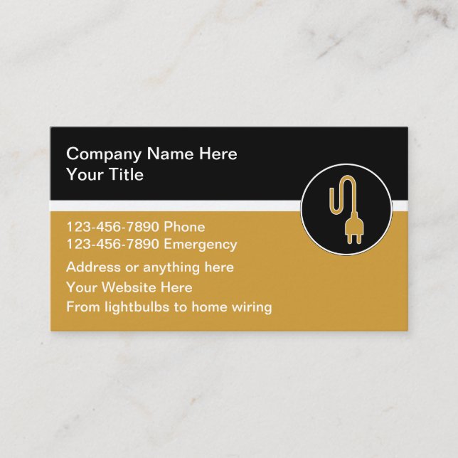 Electrician Modern Unique Business Cards Visitkort (Framsida)