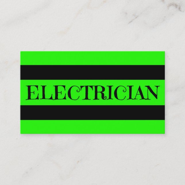 Electrician Neon Grönt Affärskort Visitkort (Framsida)
