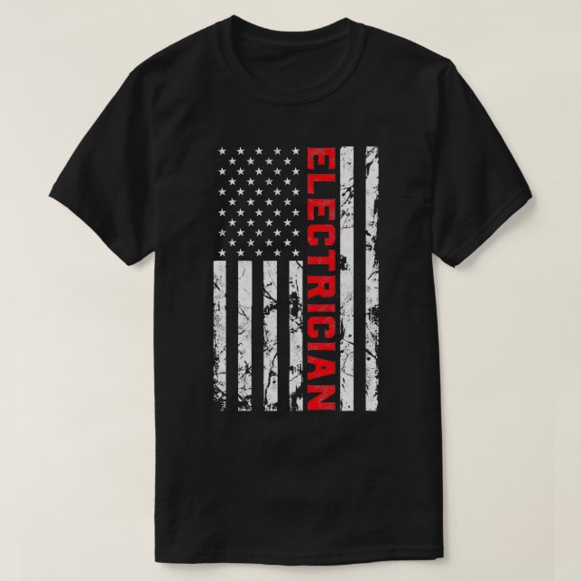 Electrician Patriotic American flagga T Shirt (Design framsida)
