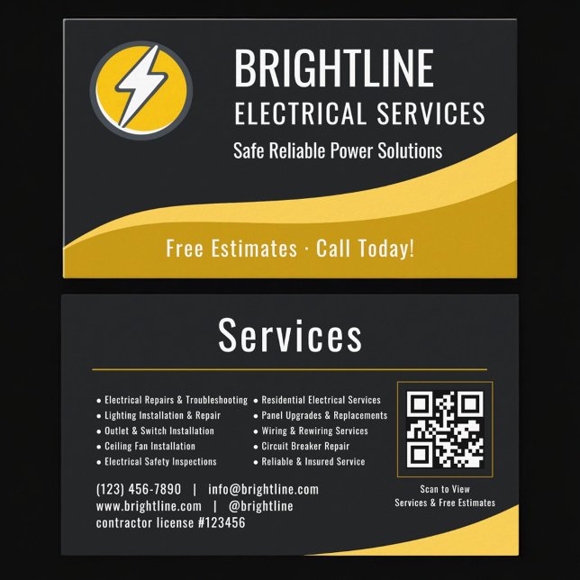 Electrician QR Code Professional Visitkort (Skapare uppladdad)