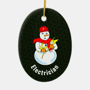 Electrician Snögubbe Julgransprydnad Keramik