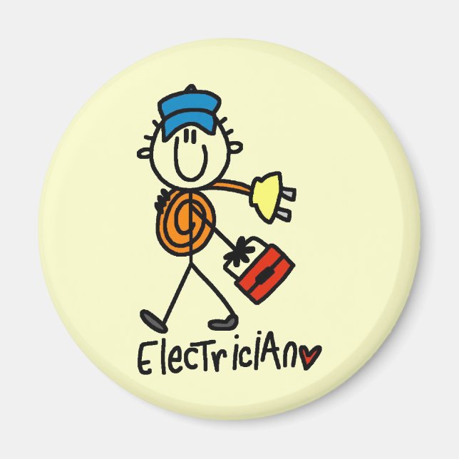 Electrician Stick figur Magnet (Framsidan)