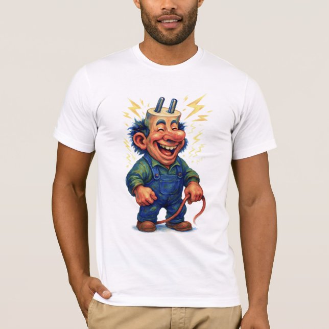 Electrician Troll - Shocking Humor for Power Älska T Shirt (Framsida)