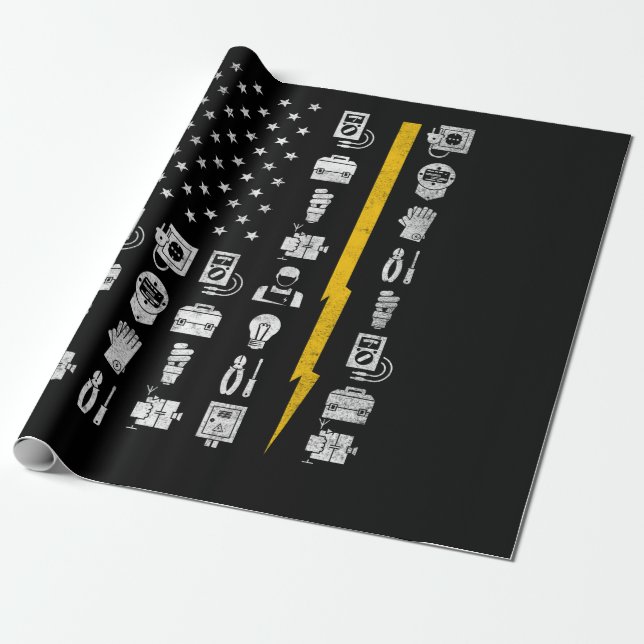 Electrician US Flag Tools for Electricians Presentpapper (Utrullad)
