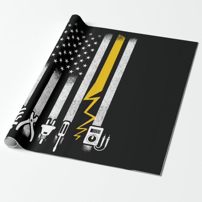 Electrician US Flag Tools for Electricians Presentpapper (Utrullad)