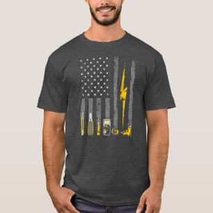 Electrician US Flagga Patriotic Job Wire  T Shirt