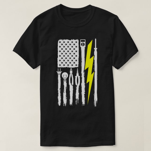 Electrician US Flagga Verktyg for Electrician 1 T Shirt (Design framsida)